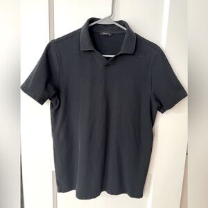 Massimo Dutti Cotton shirtsleeve polo shirt, Black, size M